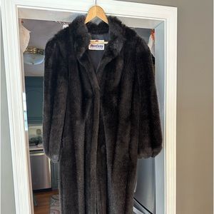 Vintage Long Black Faux Fur Coat Monterey Women's size large